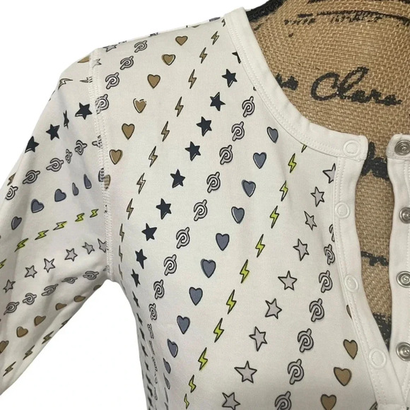 Roller Rabbit X Peloton Long Sleeve Pajama Top Size Small White - Picture 3 of 7